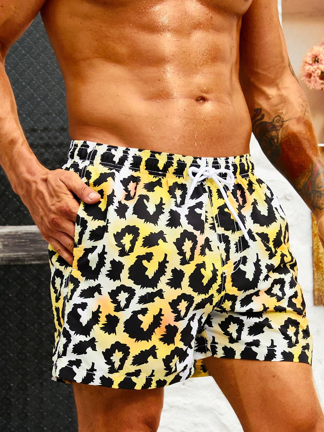 All Over Print Non Stretch Drawstring Shorts-Waves And Trunks