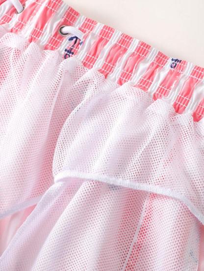 Striped Anchor Print Swim Shorts-Waves And Trunks