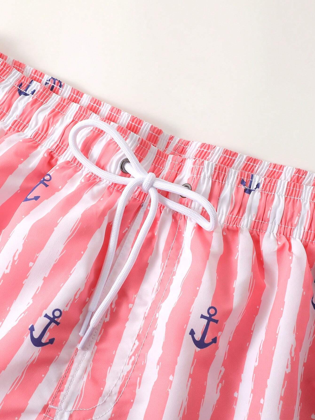 Striped Anchor Print Swim Shorts-Waves And Trunks