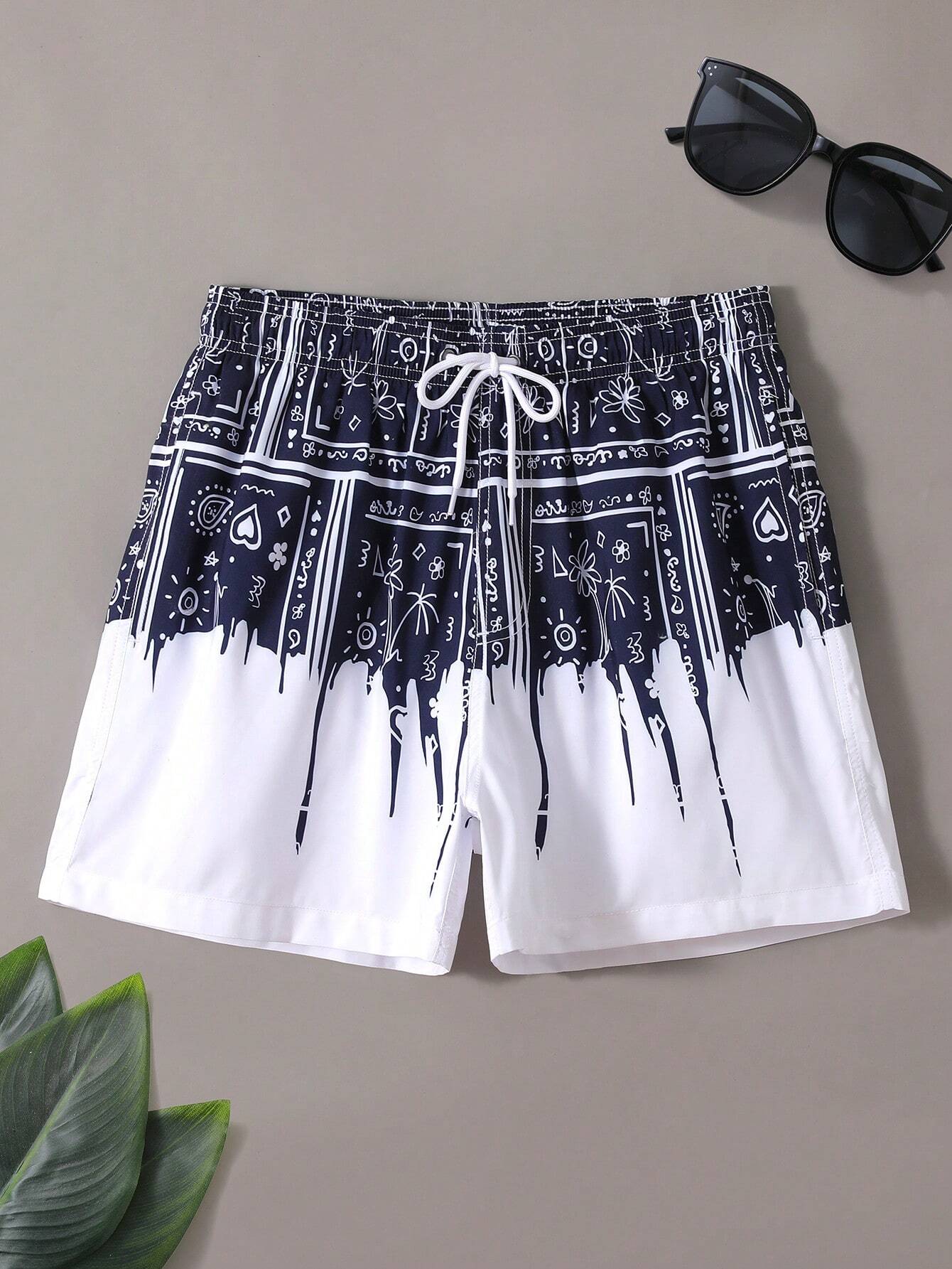 Paisley Scarf Print Swim Trunks-Waves And Trunks
