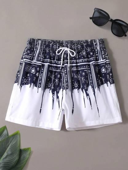 Paisley Scarf Print Swim Trunks-Waves And Trunks