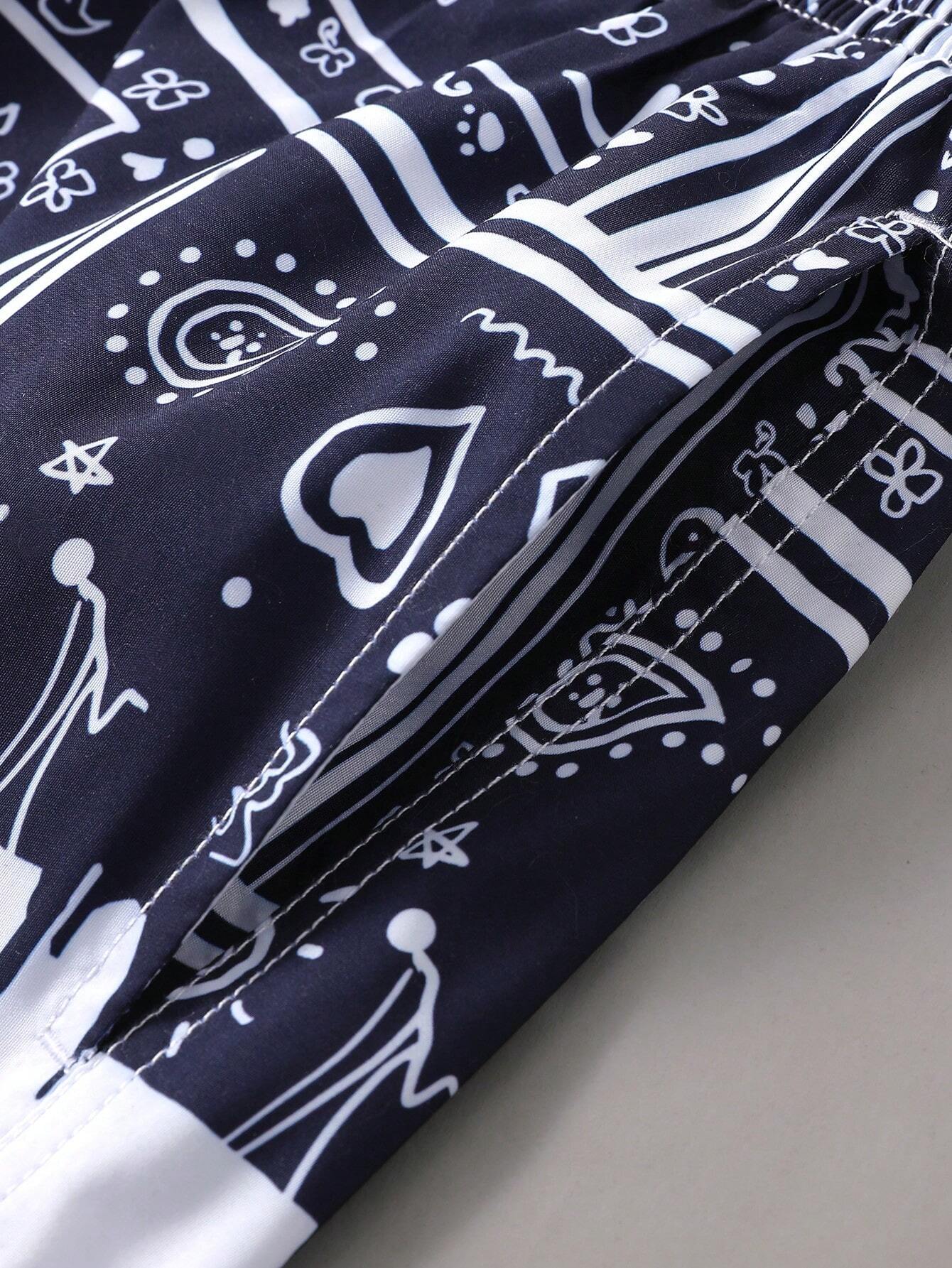 Paisley Scarf Print Swim Trunks-Waves And Trunks
