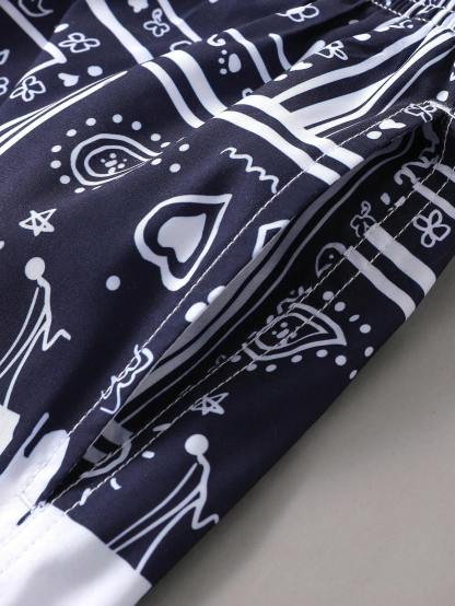 Paisley Scarf Print Swim Trunks-Waves And Trunks
