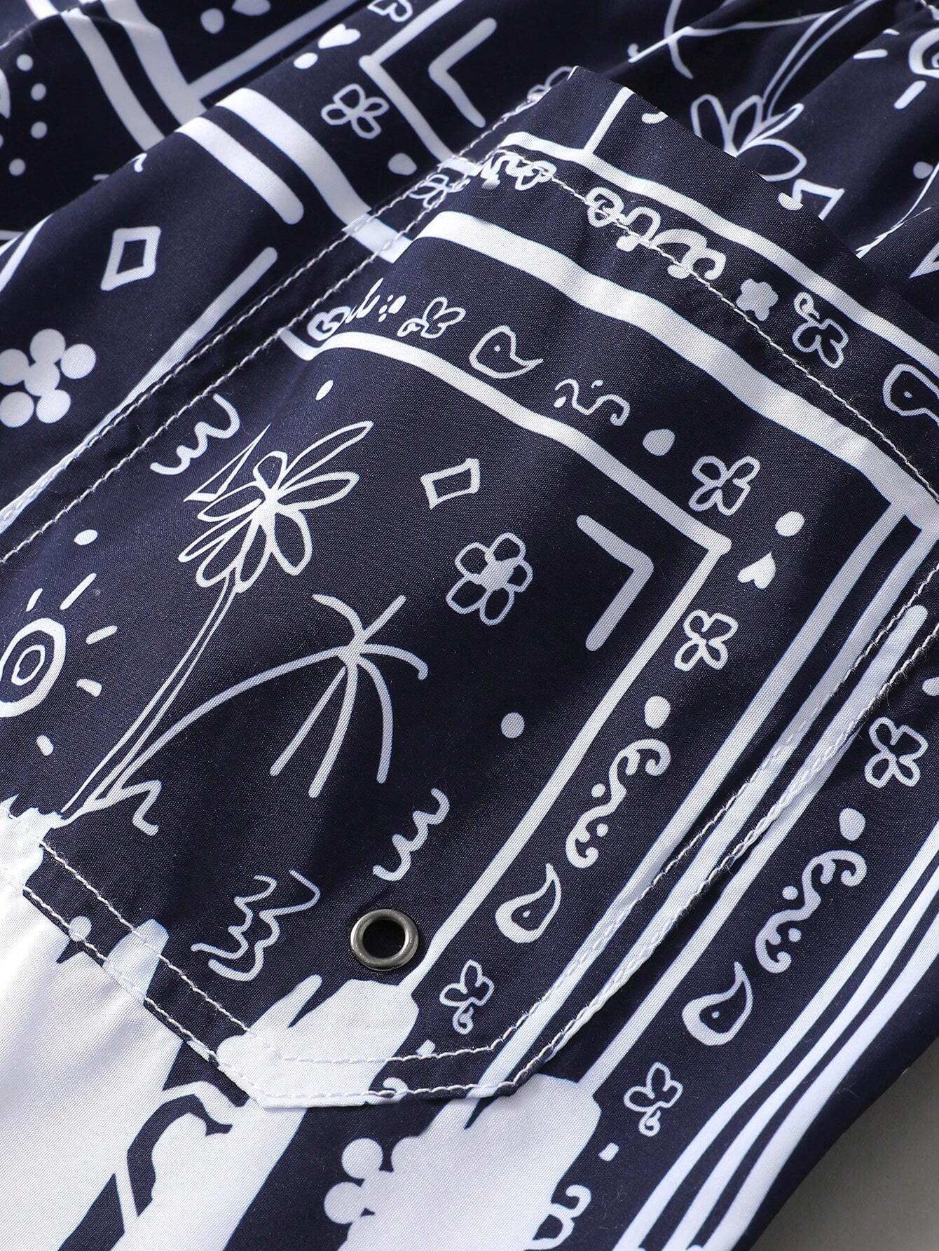 Paisley Scarf Print Swim Trunks-Waves And Trunks