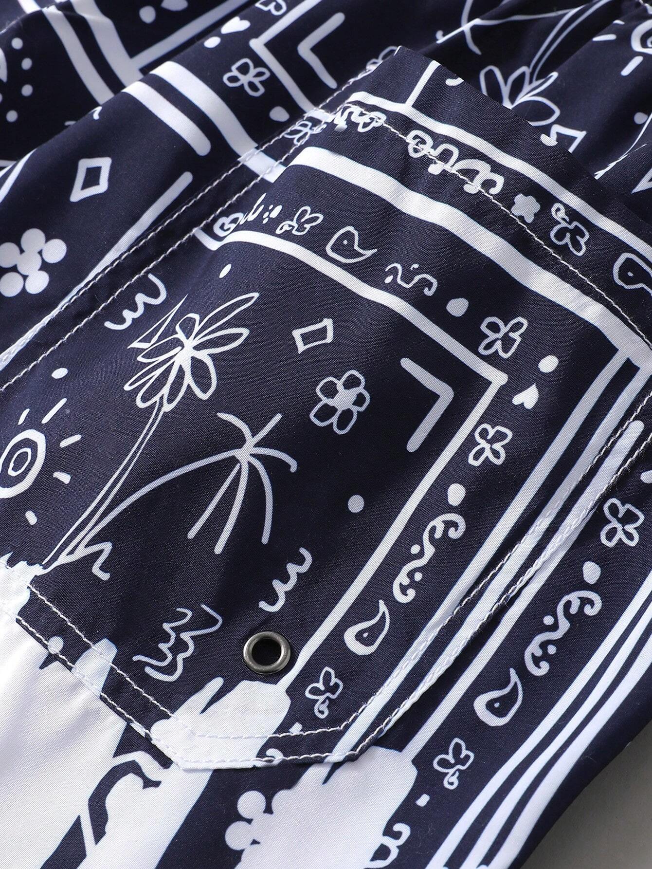 Paisley Scarf Print Swim Trunks-Waves And Trunks