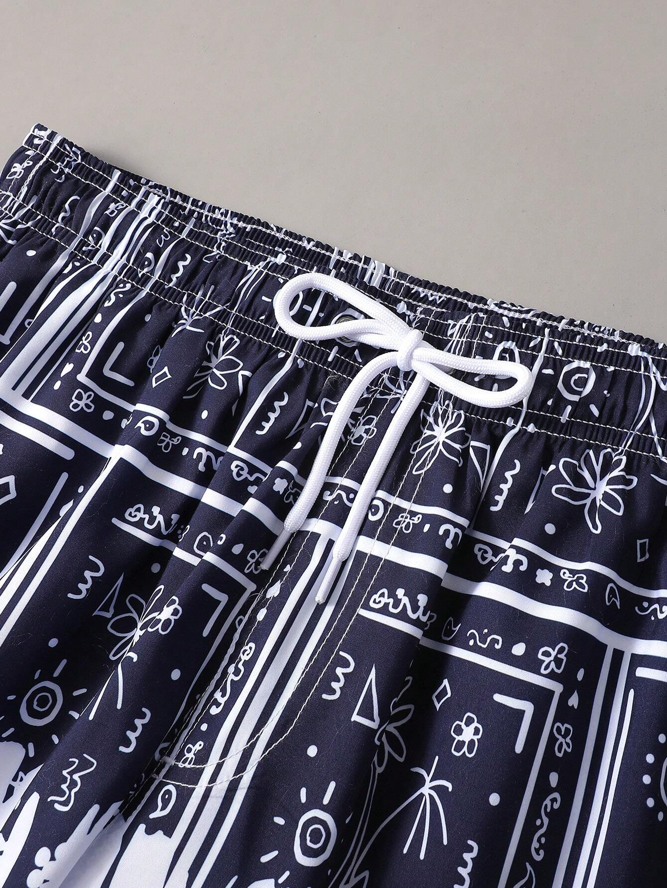 Paisley Scarf Print Swim Trunks-Waves And Trunks