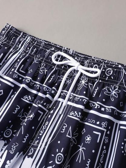 Paisley Scarf Print Swim Trunks-Waves And Trunks