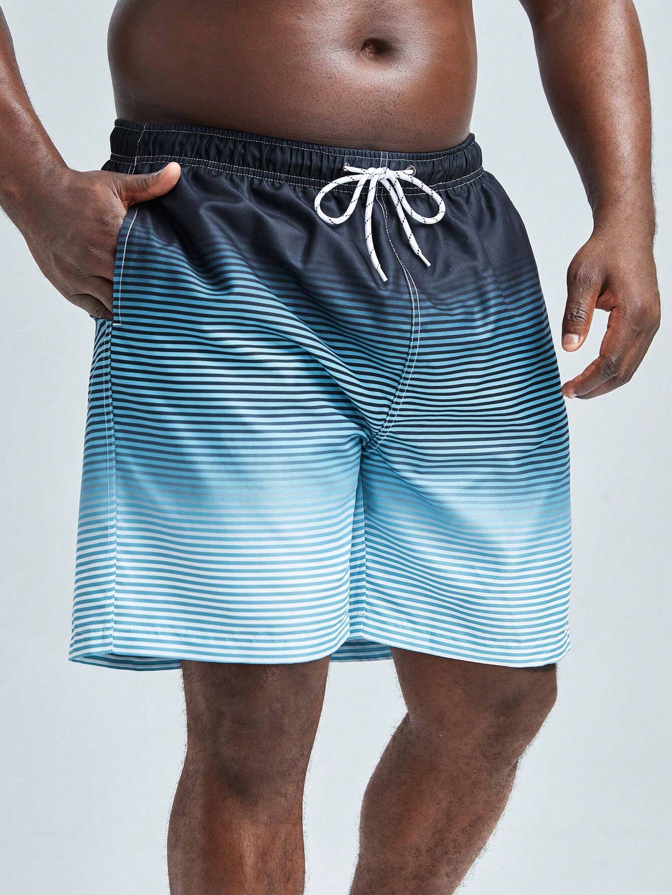 Striped Pattern Swim Shorts-Waves And Trunks