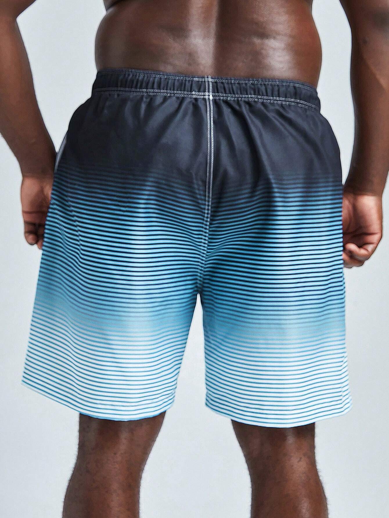 Striped Pattern Swim Shorts-Waves And Trunks