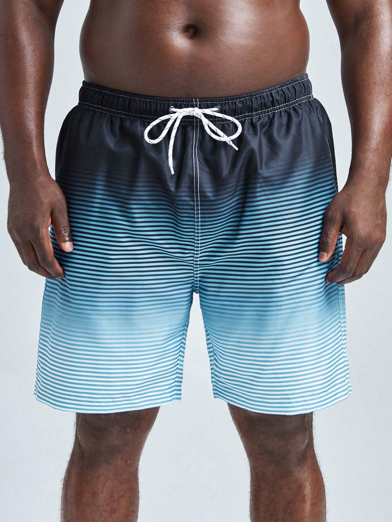 Striped Pattern Swim Shorts-Waves And Trunks