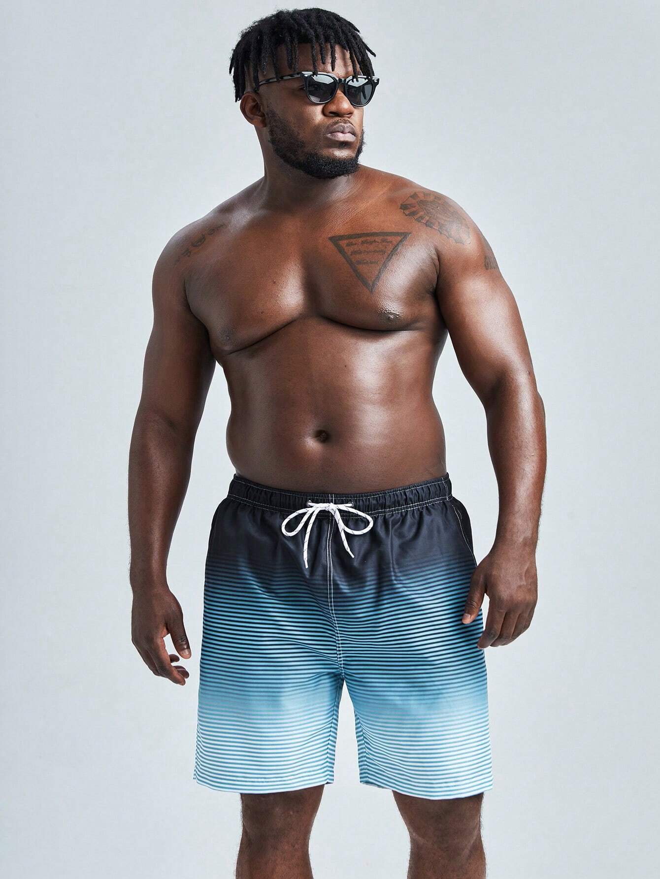 Striped Pattern Swim Shorts-Waves And Trunks