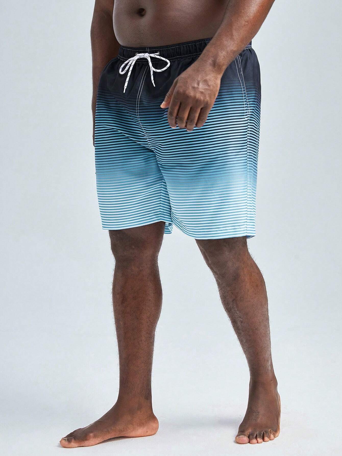 Striped Pattern Swim Shorts-Waves And Trunks