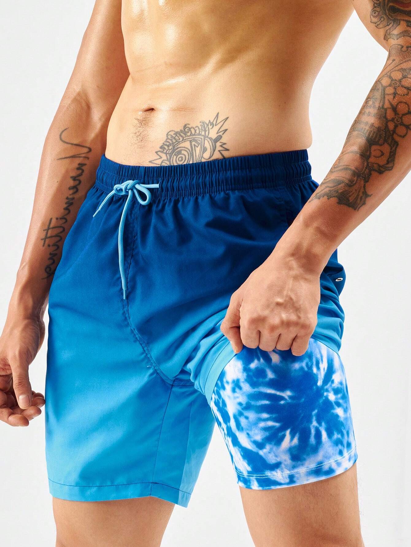 Drawstring Waist Bottoms Swim Trunks-Waves And Trunks