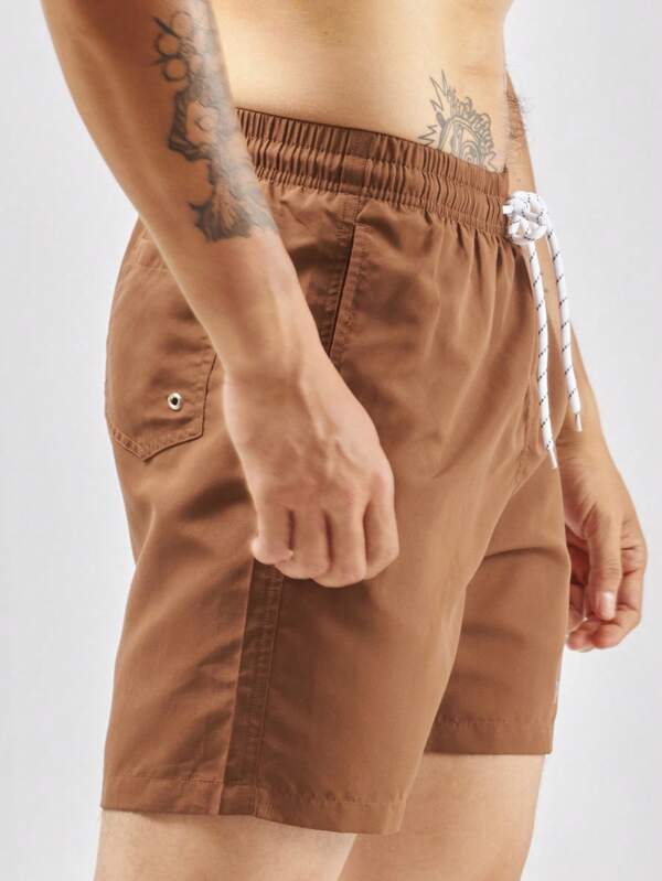 2 In 1 Drawstring Waist Swim Trunks-Waves And Trunks