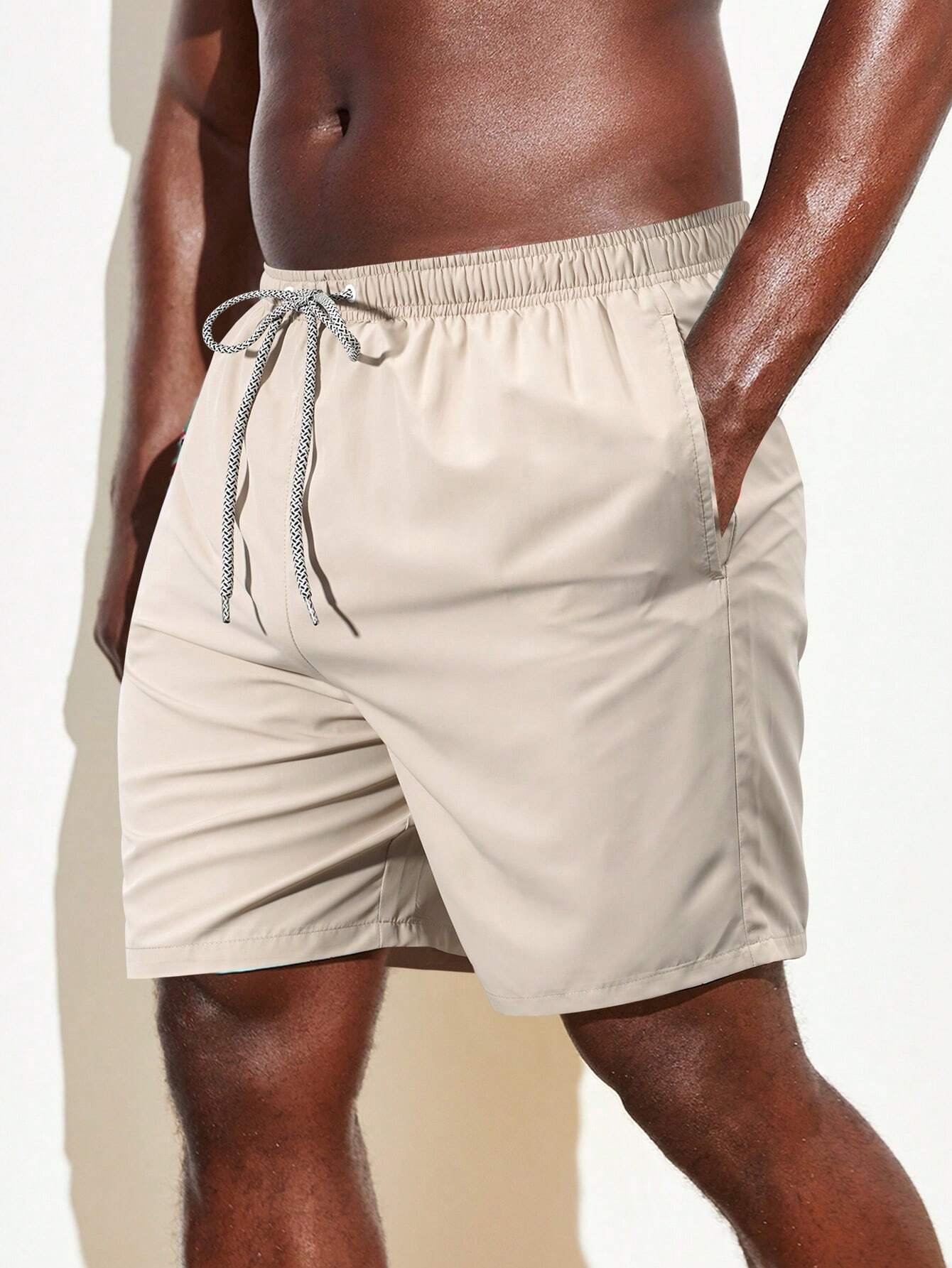 Drawstring Waist Slant Pocket Shorts-Waves And Trunks