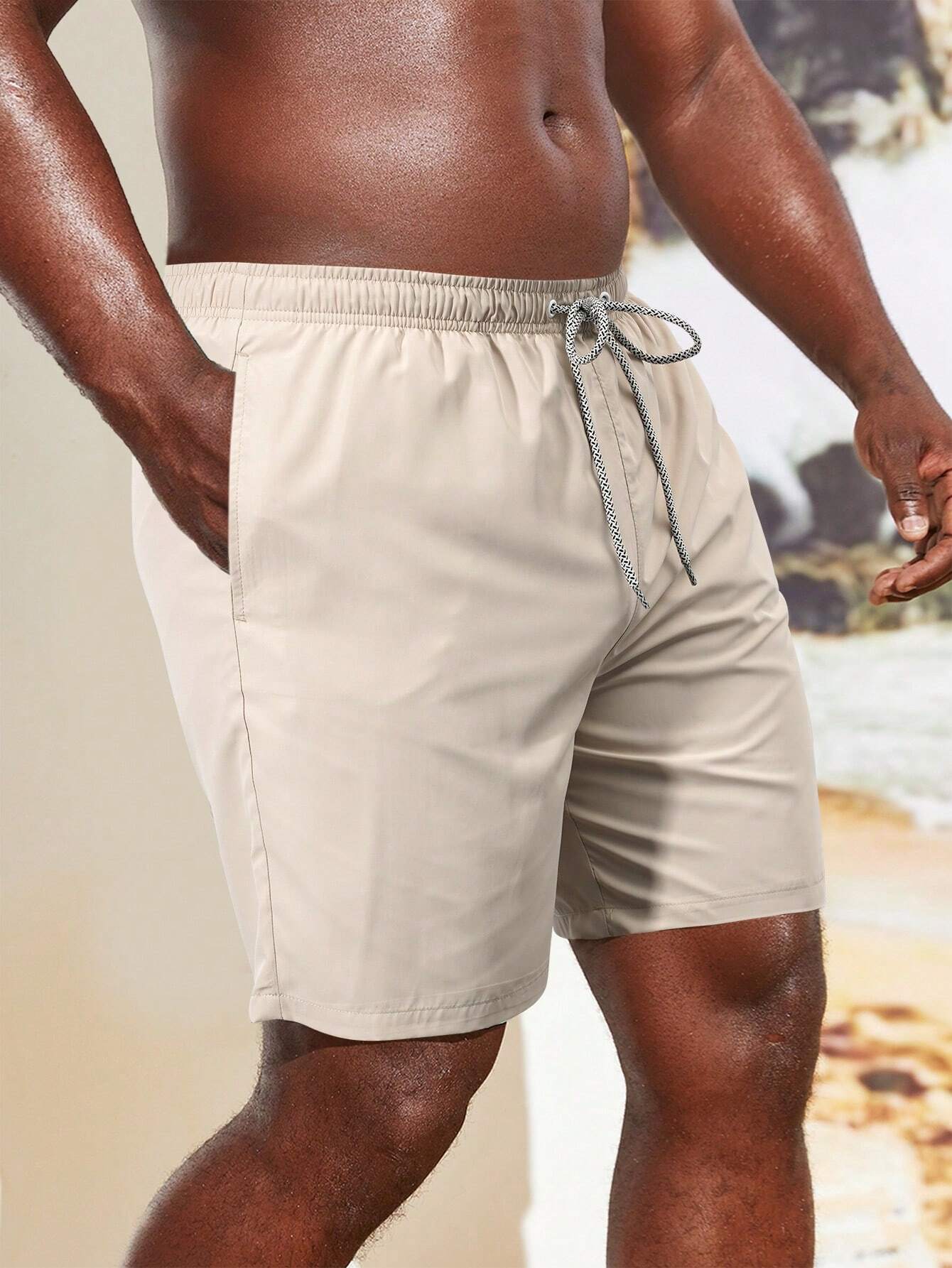 Drawstring Waist Slant Pocket Shorts-Waves And Trunks