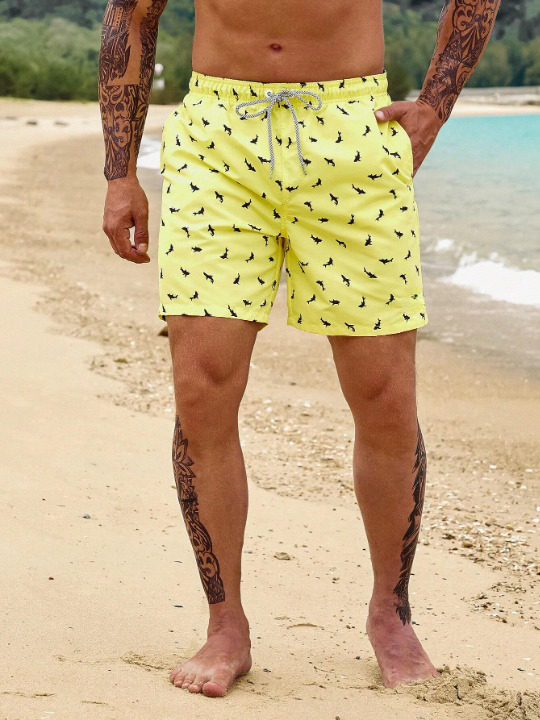 Allover Shark Print Swim Shorts-Waves And Trunks