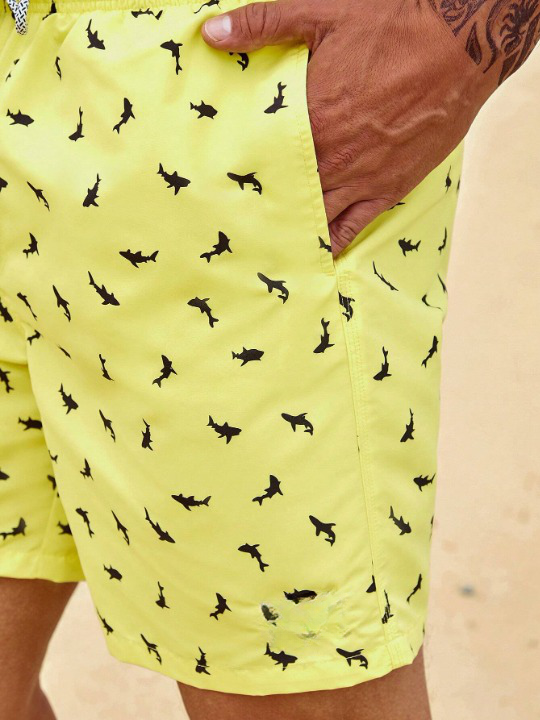 Allover Shark Print Swim Shorts-Waves And Trunks
