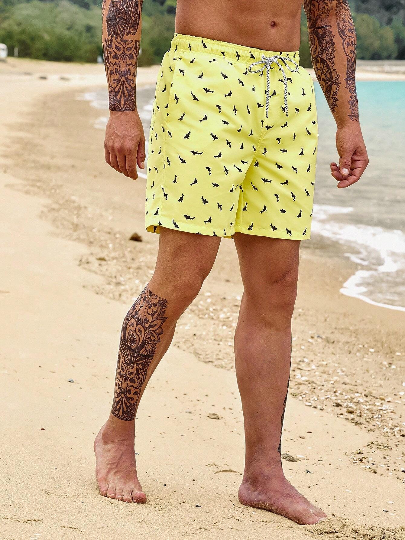 Allover Shark Print Swim Shorts-Waves And Trunks