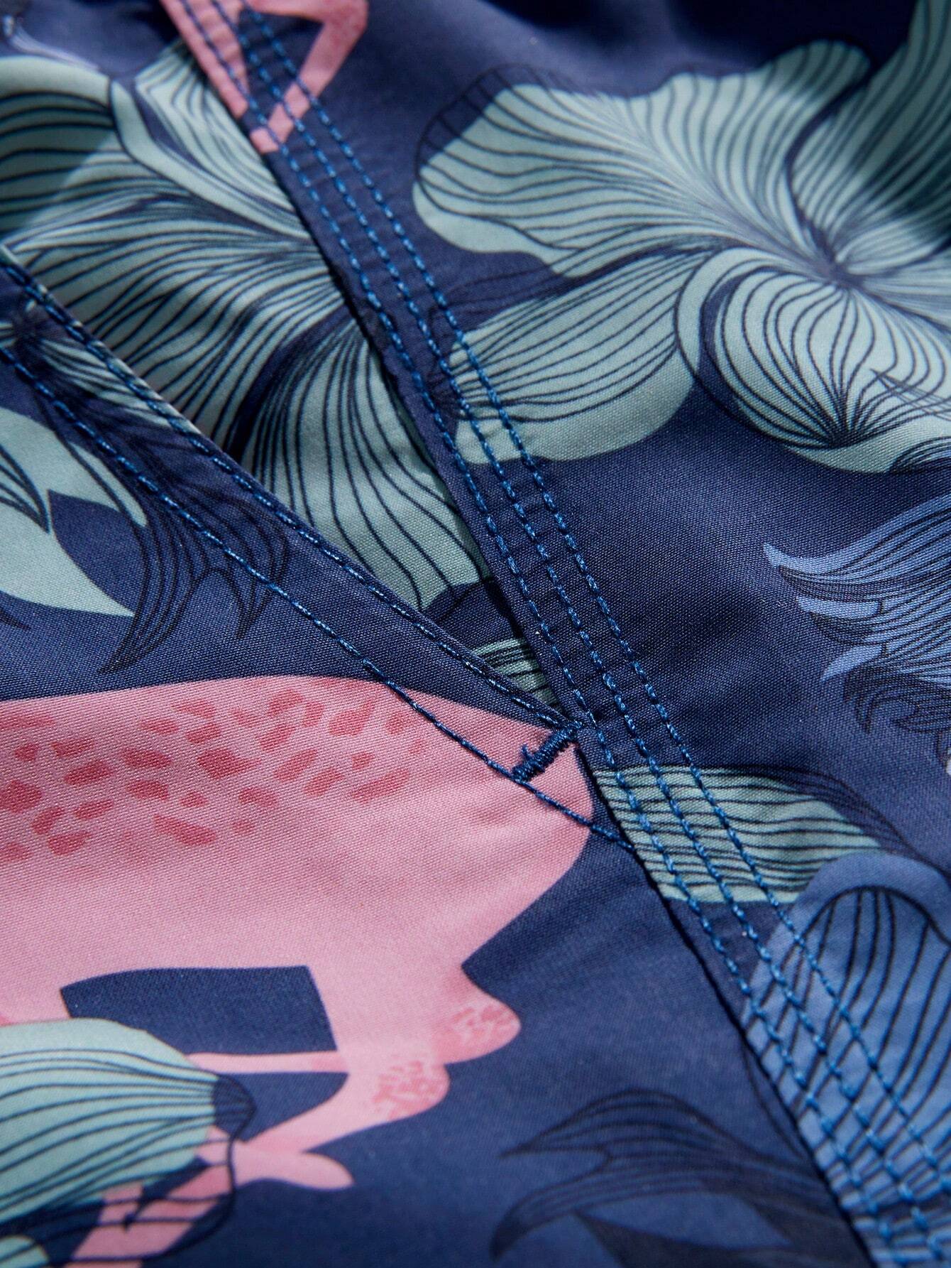 Non Stretch Floral Print Swim Trunks-Waves And Trunks