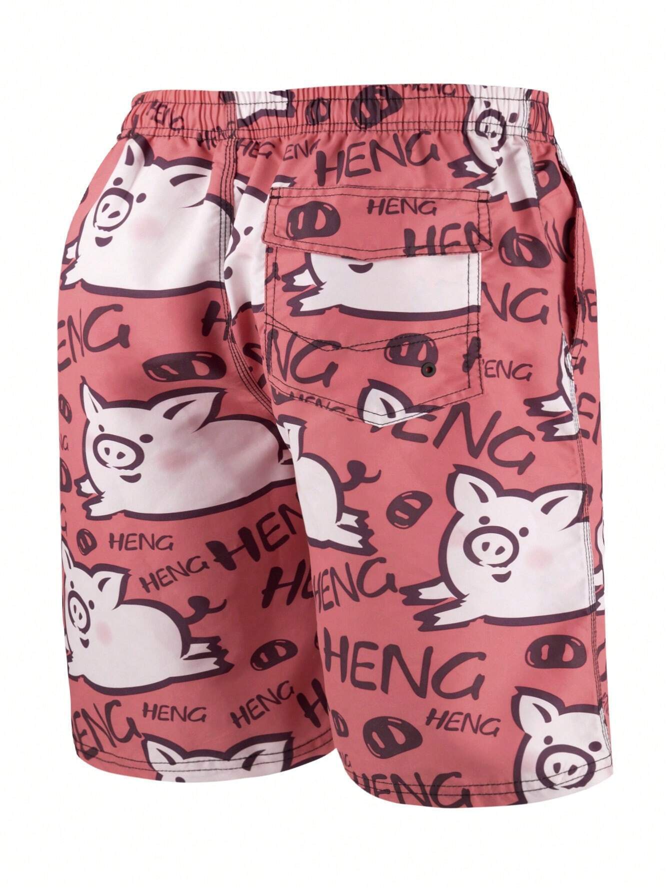 Cartoon And Letter Graphic Print Swim Shorts-Waves And Trunks