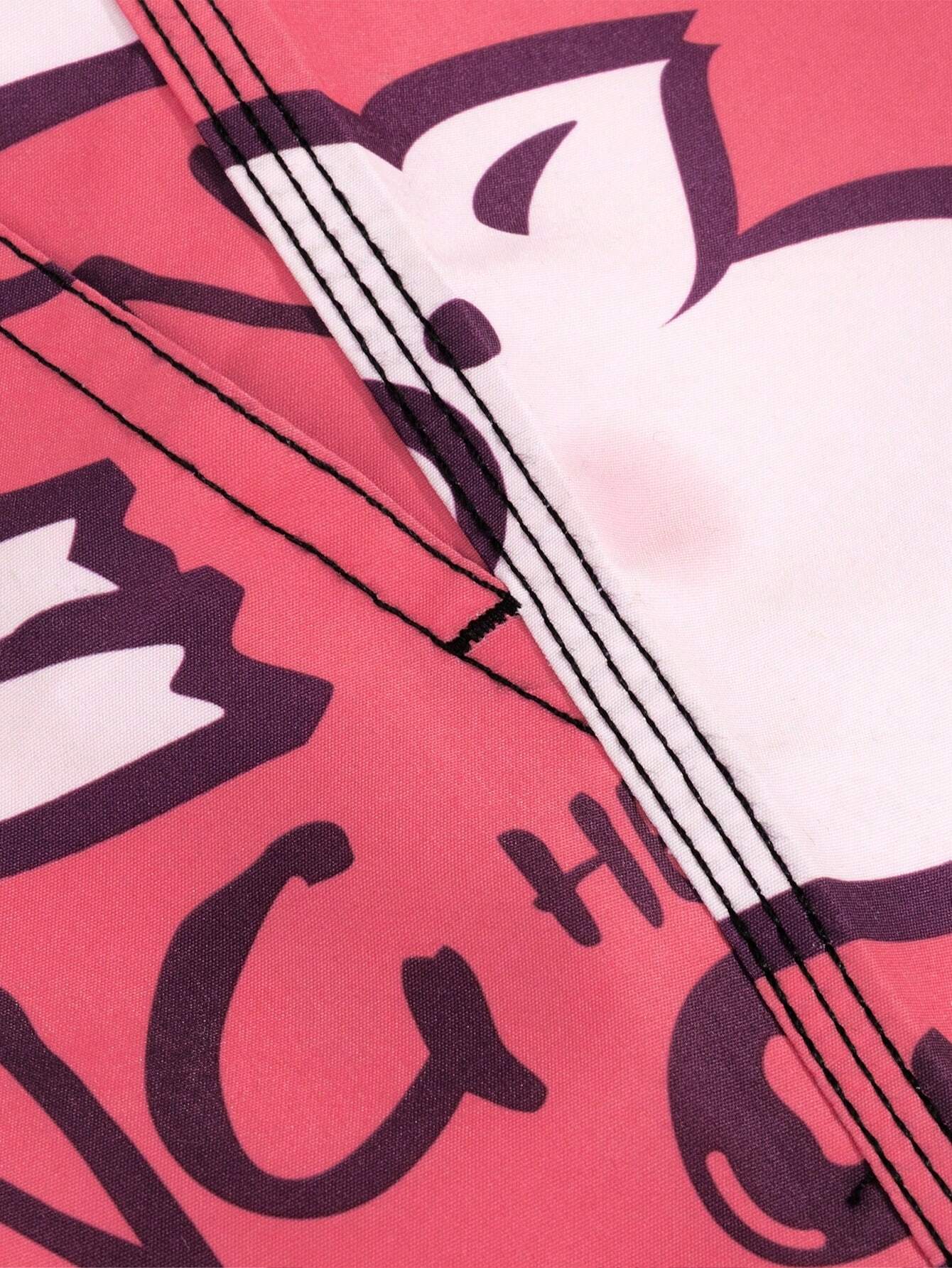 Cartoon And Letter Graphic Print Swim Shorts-Waves And Trunks