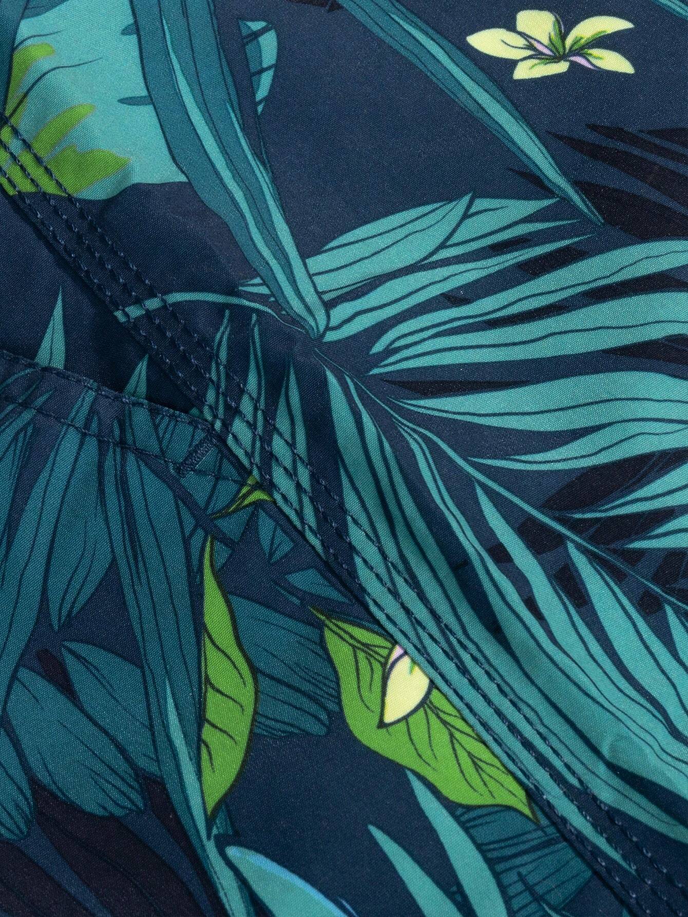 Tropical Print Swim Trunks-Waves And Trunks