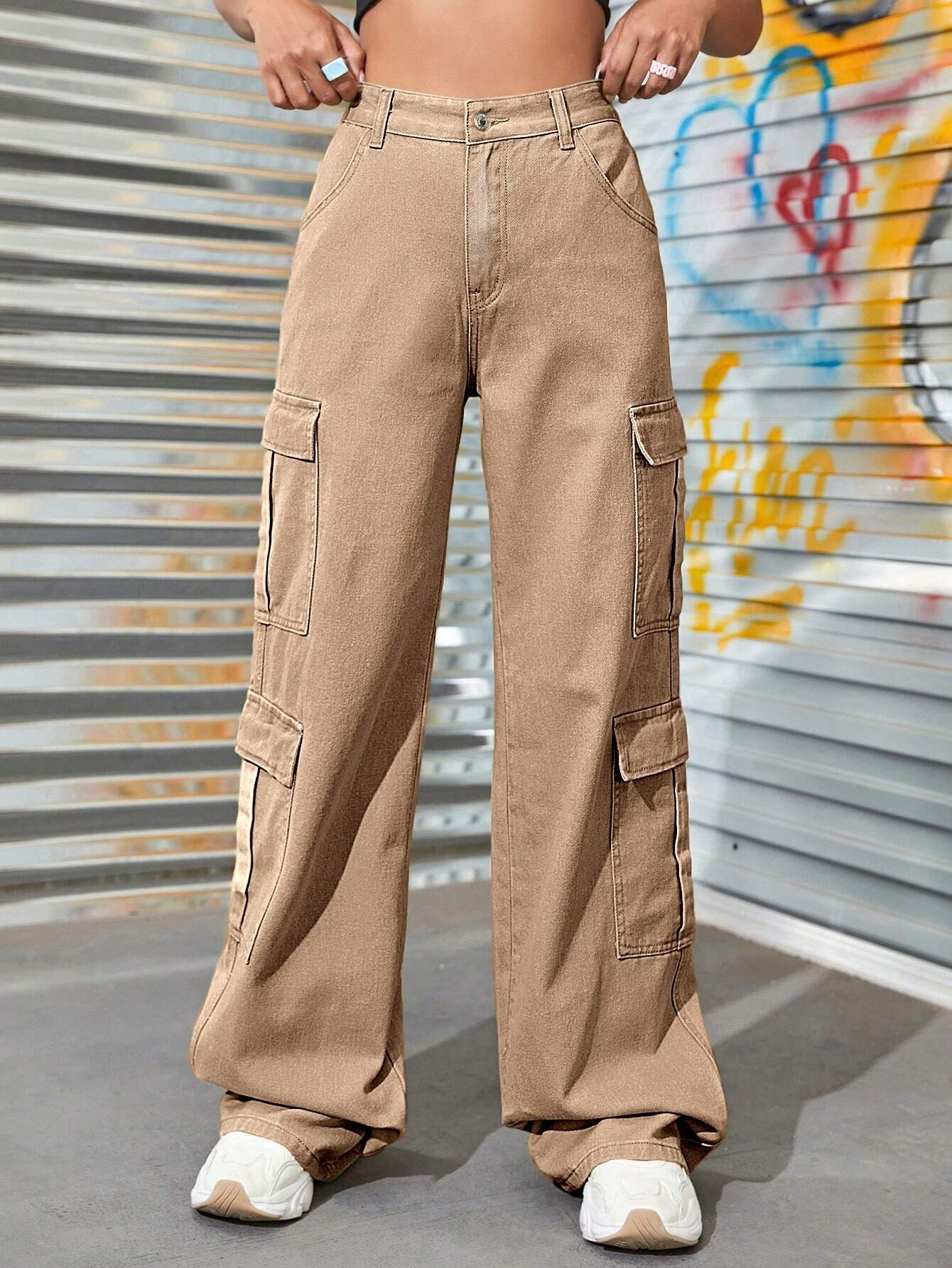 Zipper Fly Flap Pocket Jeans-Waves And Trunks