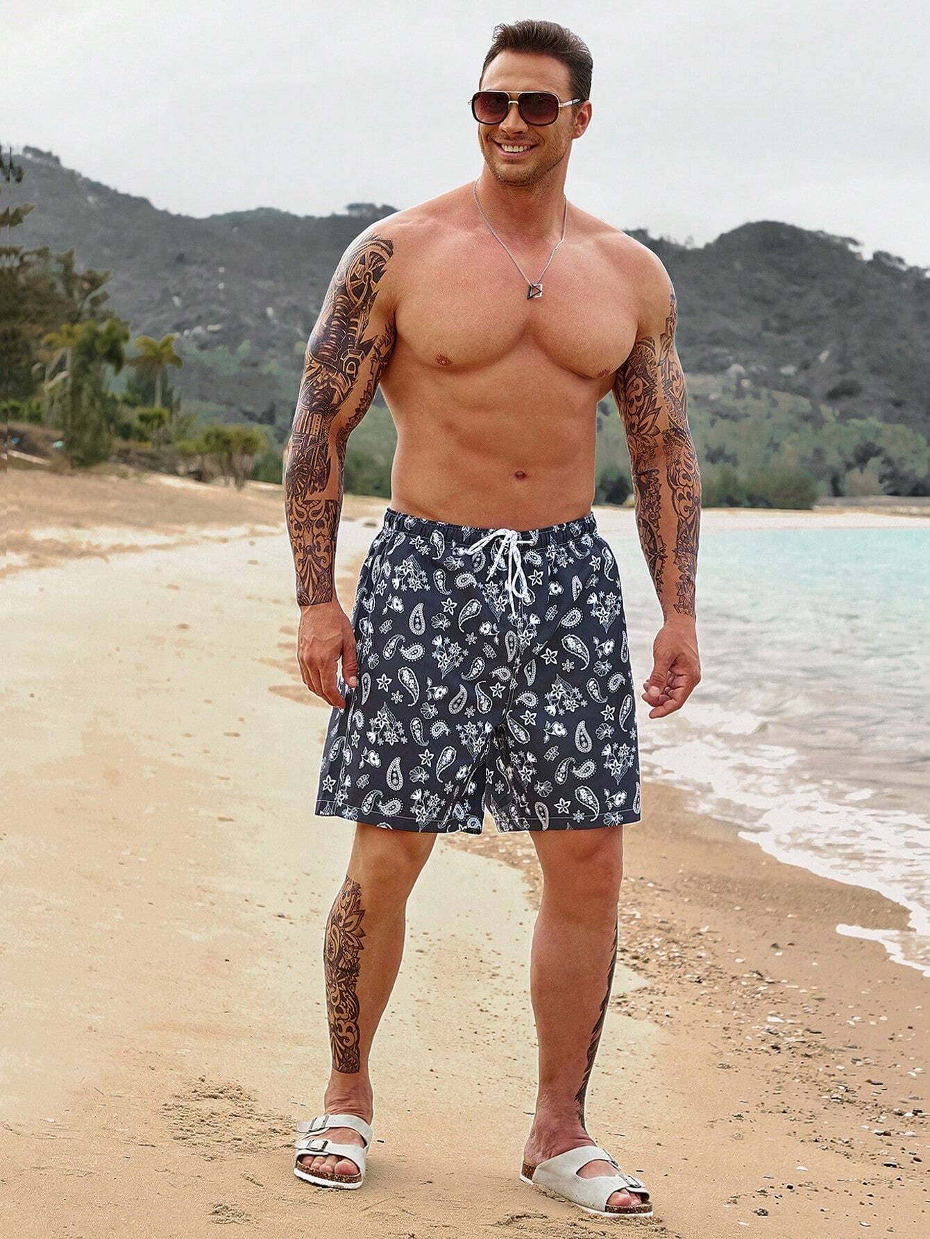 Paisley Print Swim Trunks-Waves And Trunks