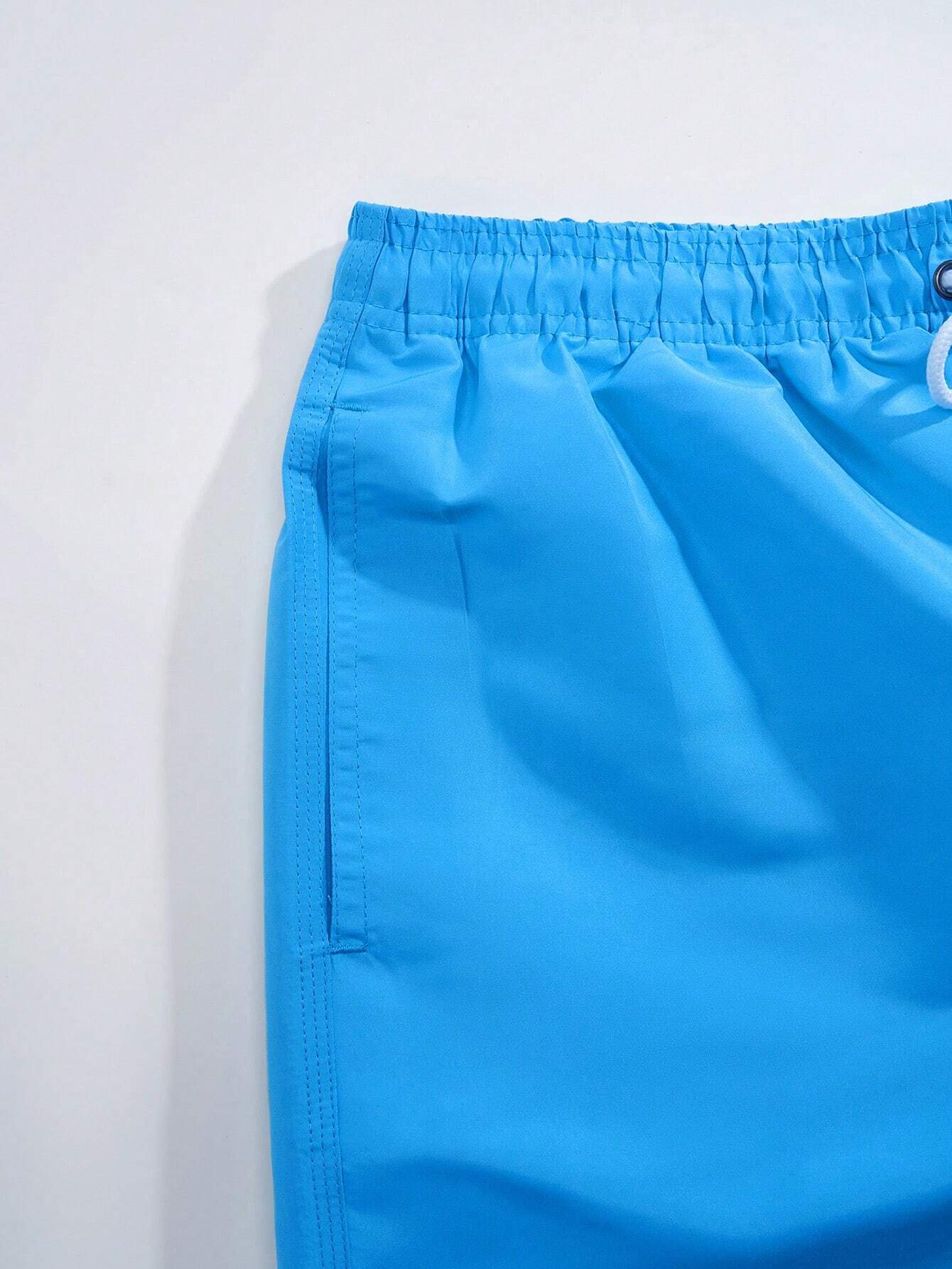 Plain Solid Drawstring Swim Trunks-Waves And Trunks
