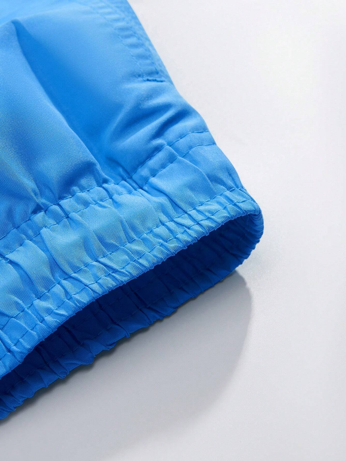 Plain Solid Drawstring Swim Trunks-Waves And Trunks