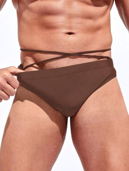 Medium Stretch Solid Color Swim Brief-Waves And Trunks