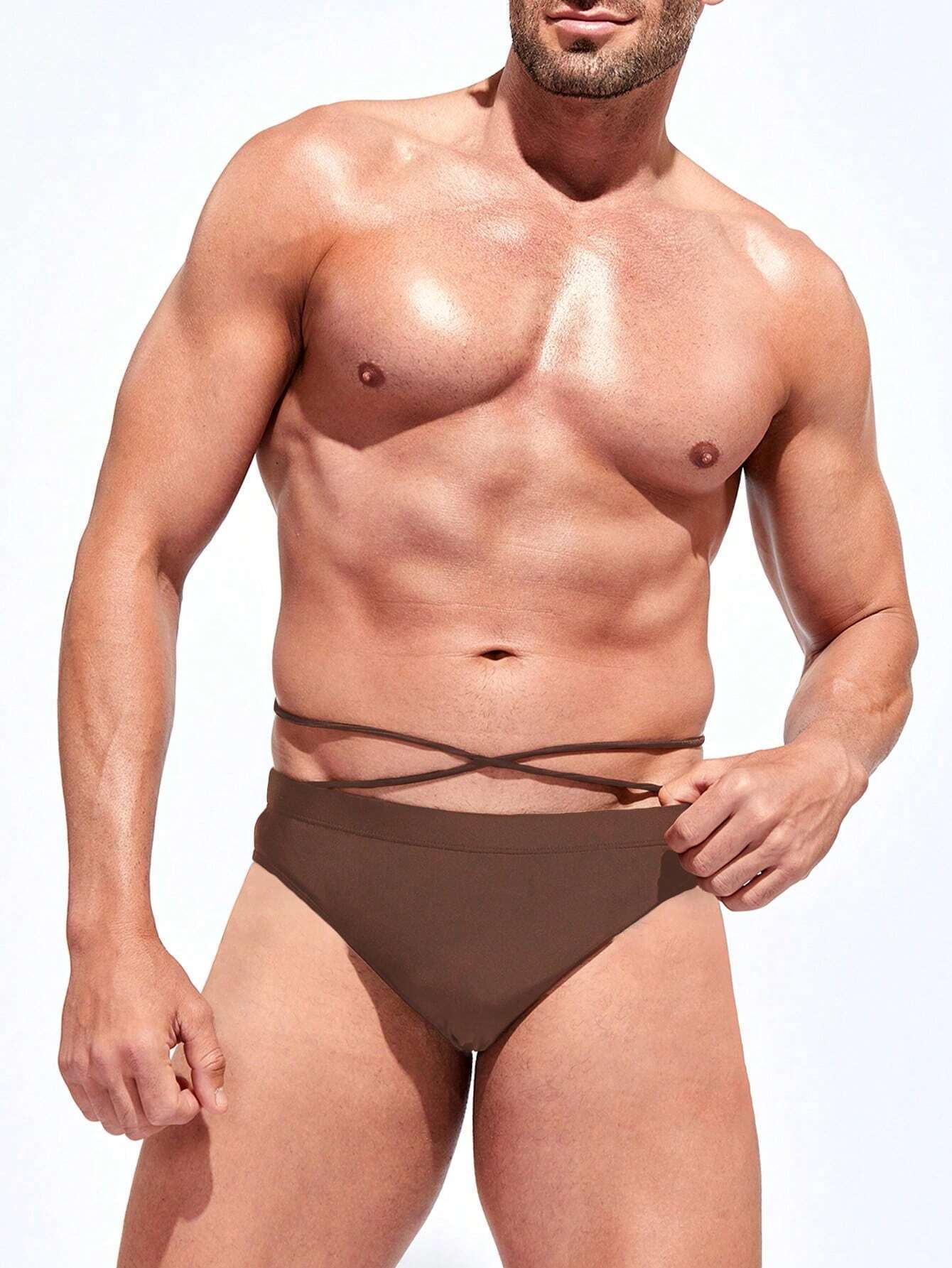 Medium Stretch Solid Color Swim Brief-Waves And Trunks