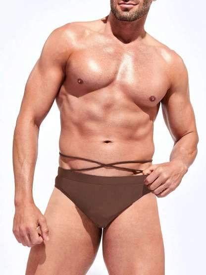 Medium Stretch Solid Color Swim Brief-Waves And Trunks