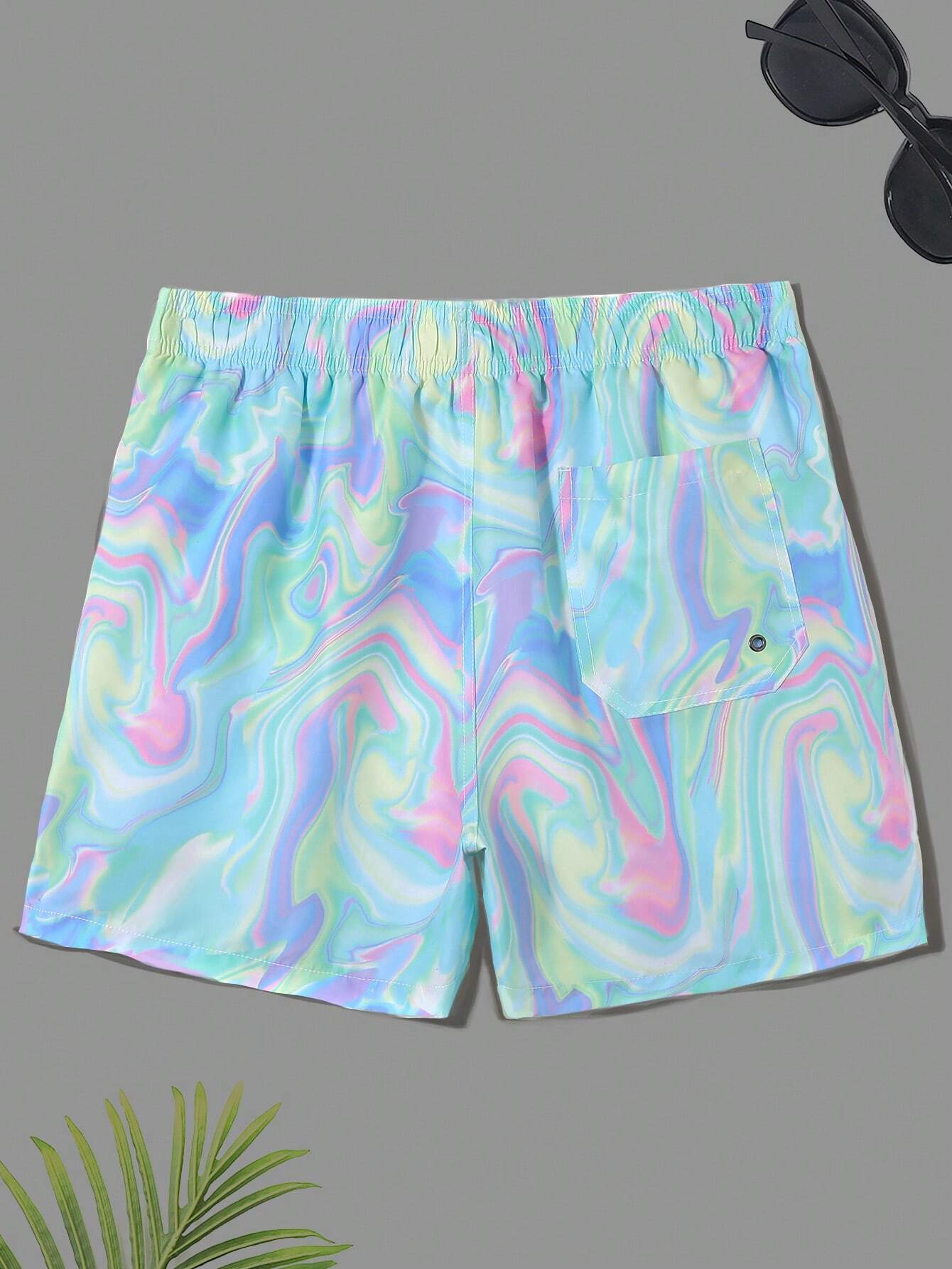 Casual Printed Swim Trunks-Waves And Trunks