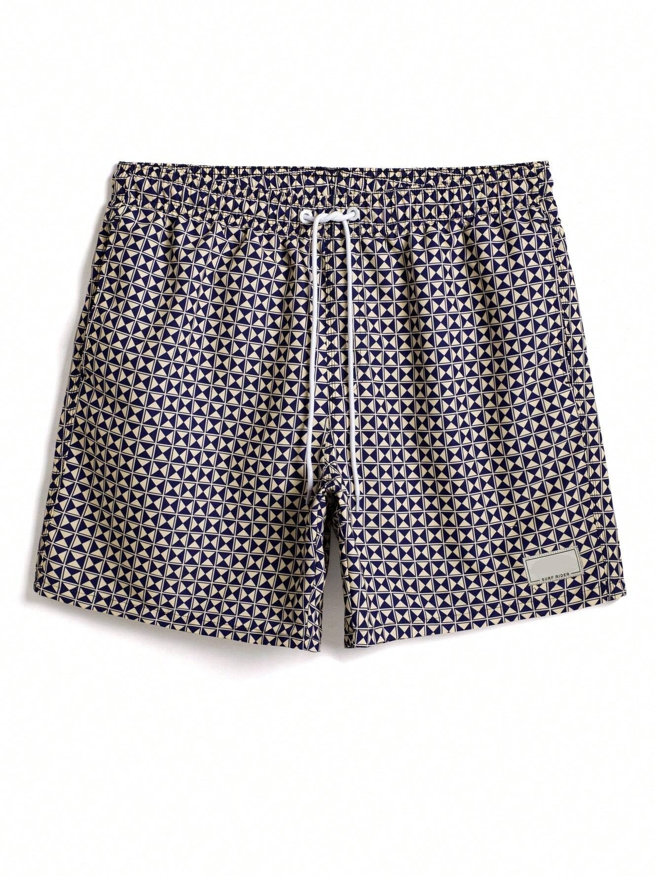 Non Stretch Allover Print Swim Trunks-Waves And Trunks