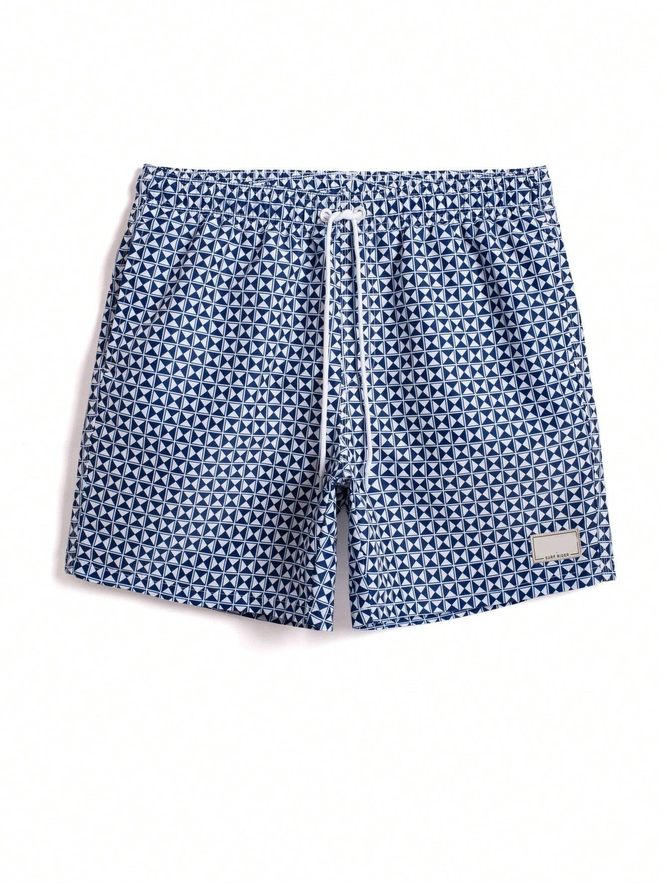 Non Stretch Allover Print Swim Trunks-Waves And Trunks