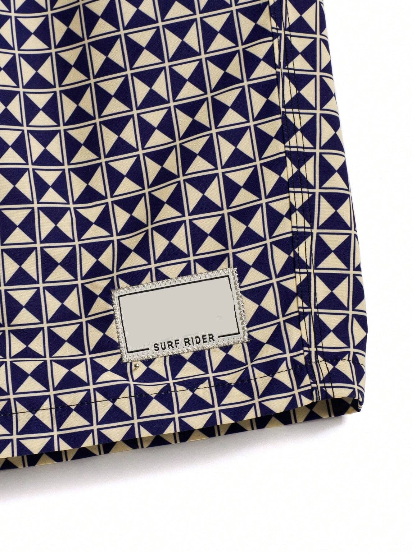 Non Stretch Allover Print Swim Trunks-Waves And Trunks