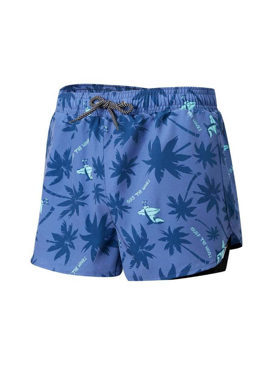Palm Tree Print Swim Shorts-Waves And Trunks