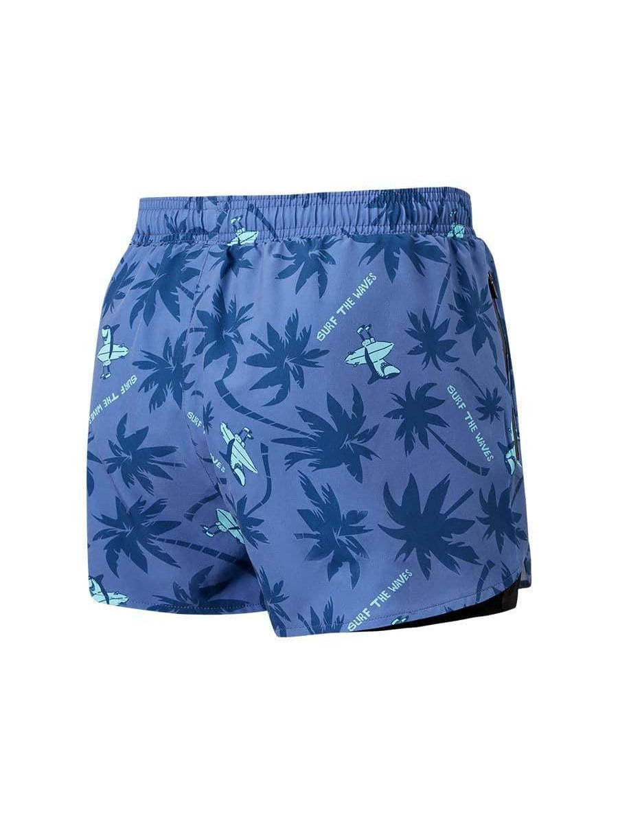 Palm Tree Print Swim Shorts-Waves And Trunks