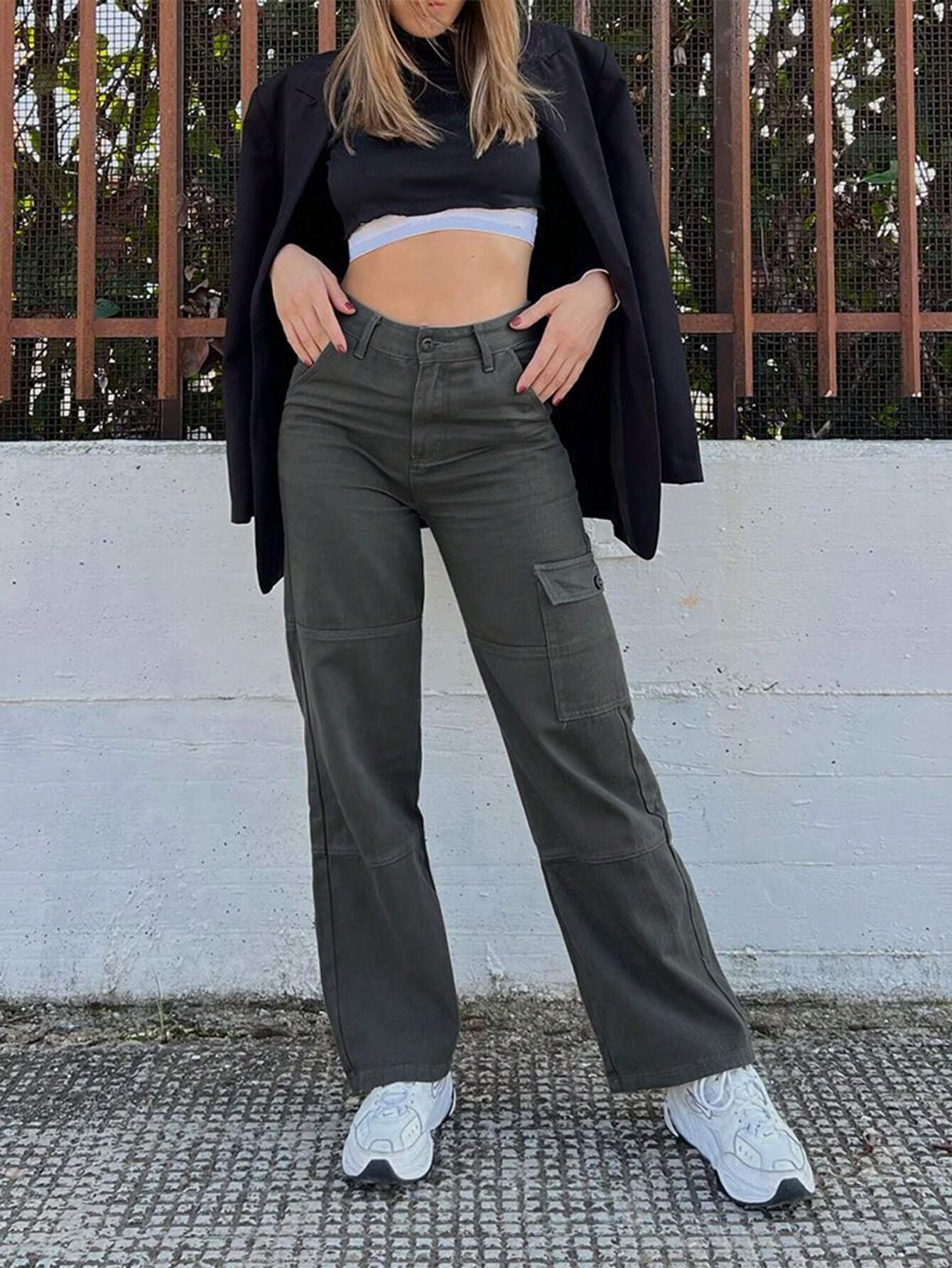 Plain Pocket Cargo Jeans-Waves And Trunks