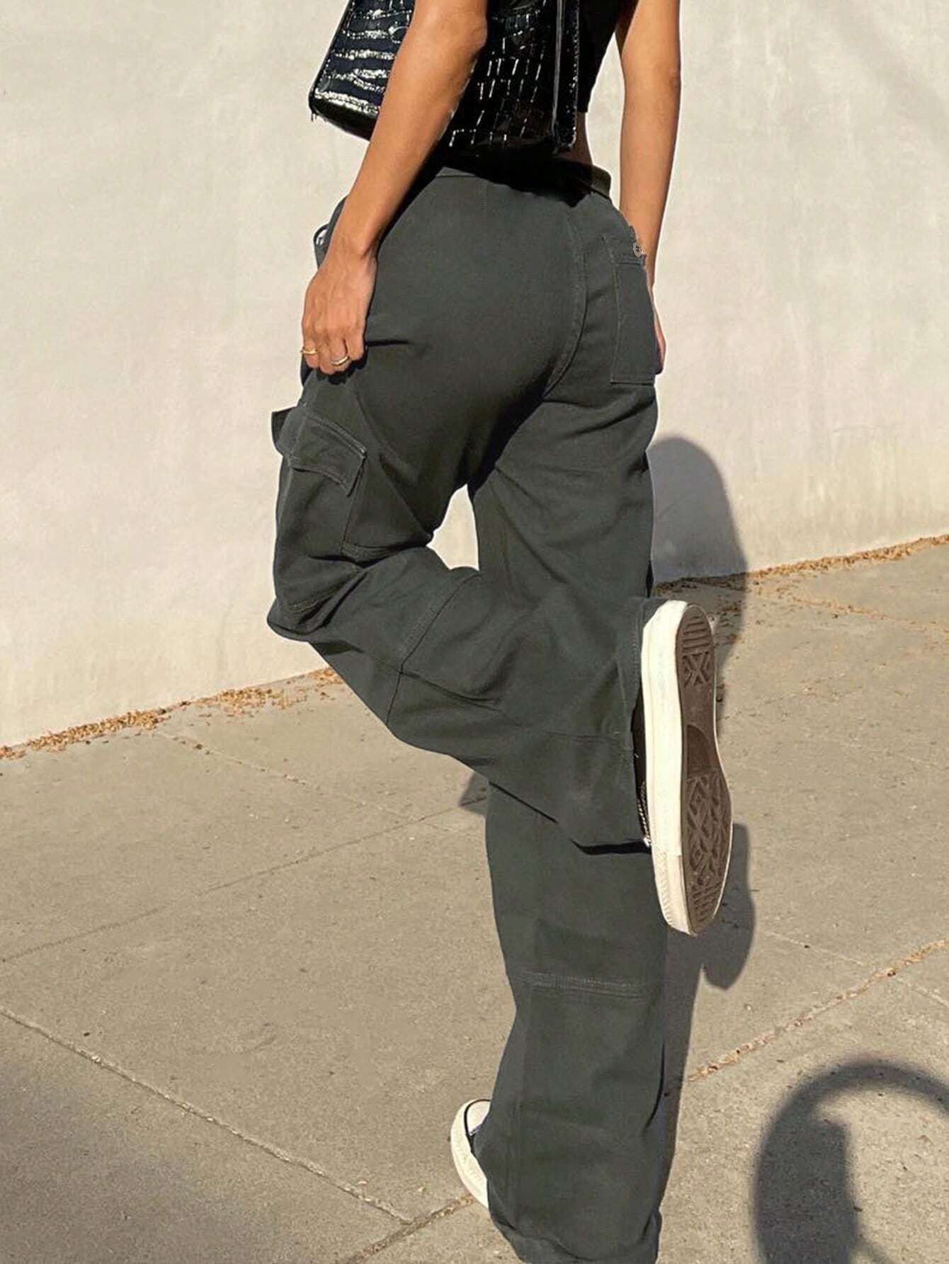 Plain Pocket Cargo Jeans-Waves And Trunks