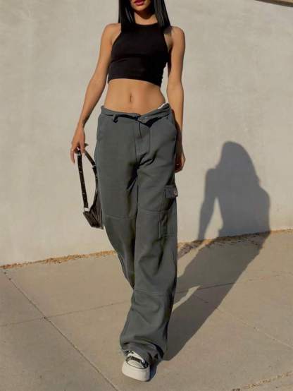 Plain Pocket Cargo Jeans-Waves And Trunks