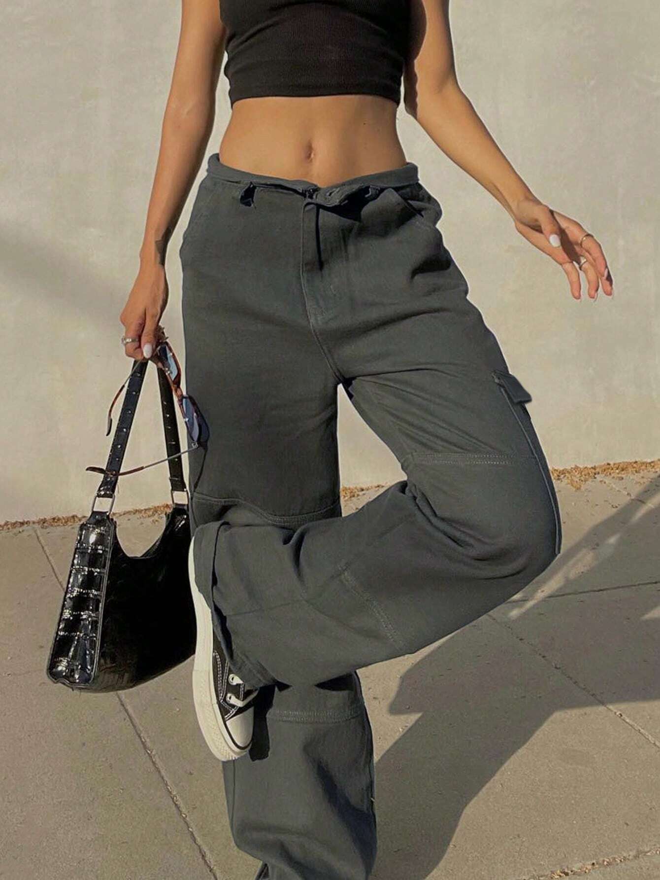 Plain Pocket Cargo Jeans-Waves And Trunks