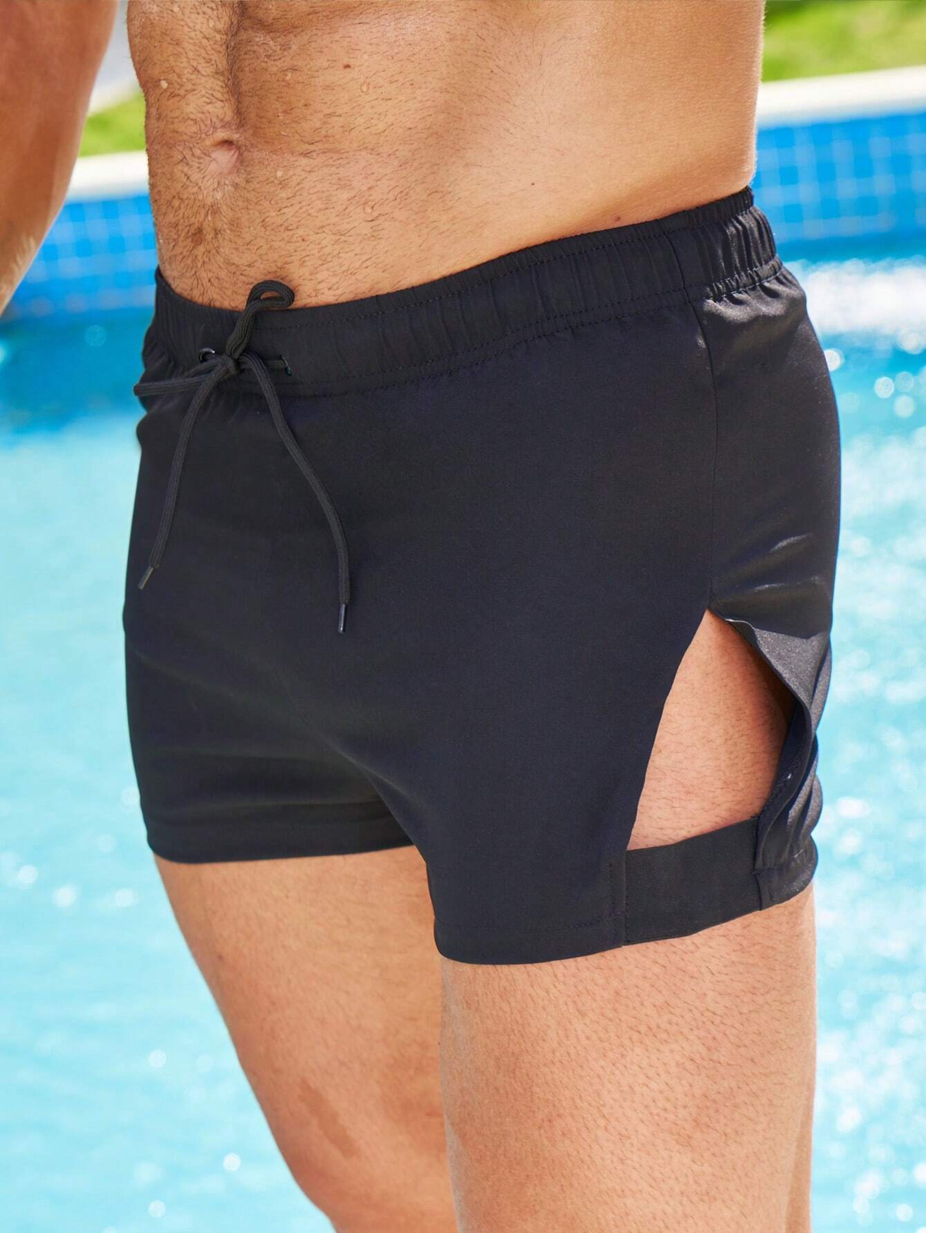Waist Cut Out Swim Trunks-Waves And Trunks