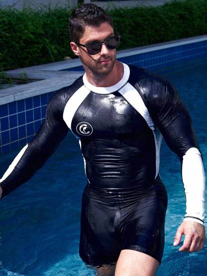 Two Tone One Piece Swimsuit-Waves And Trunks