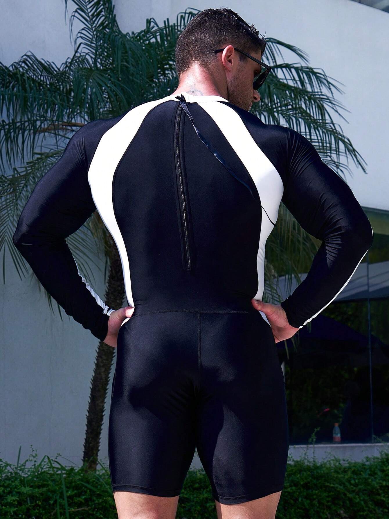 Two Tone One Piece Swimsuit-Waves And Trunks