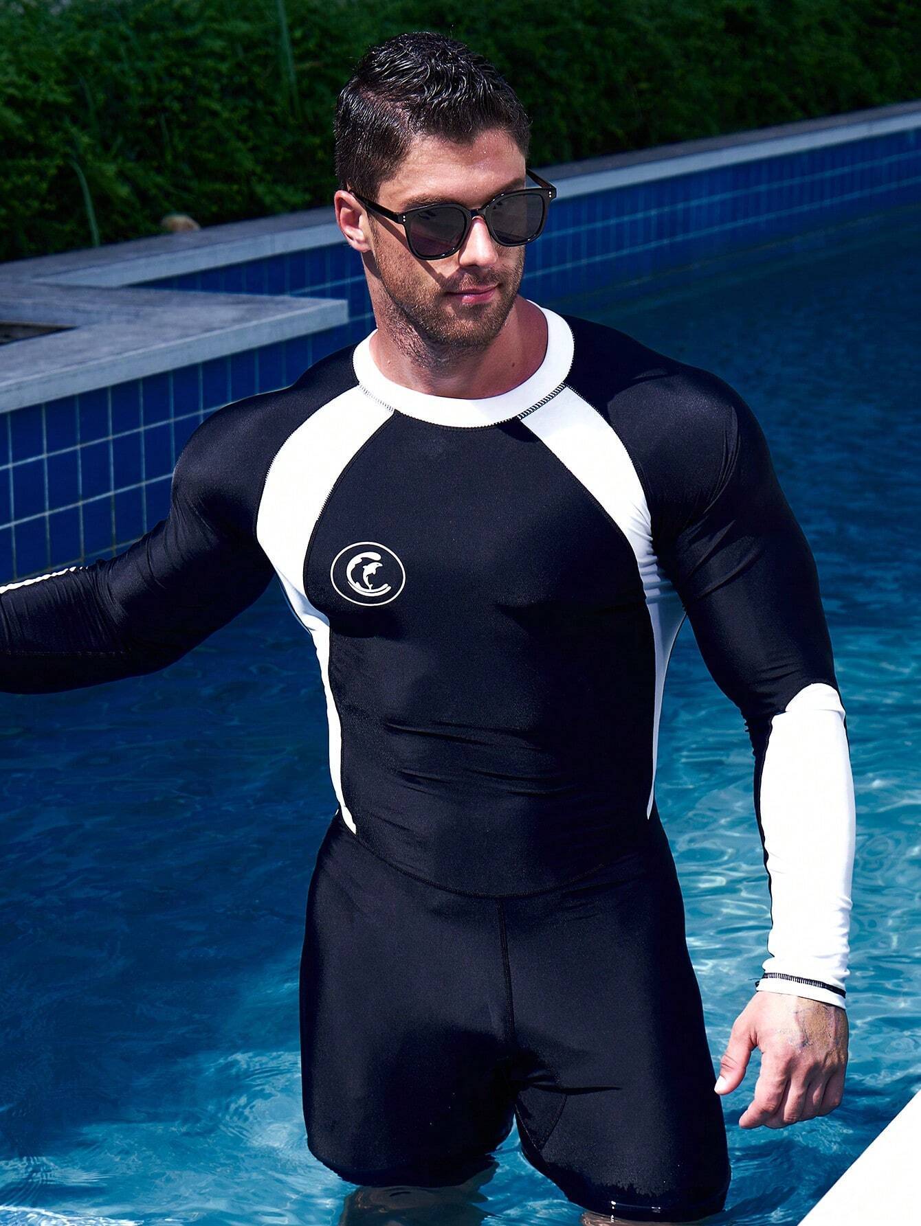 Two Tone One Piece Swimsuit-Waves And Trunks