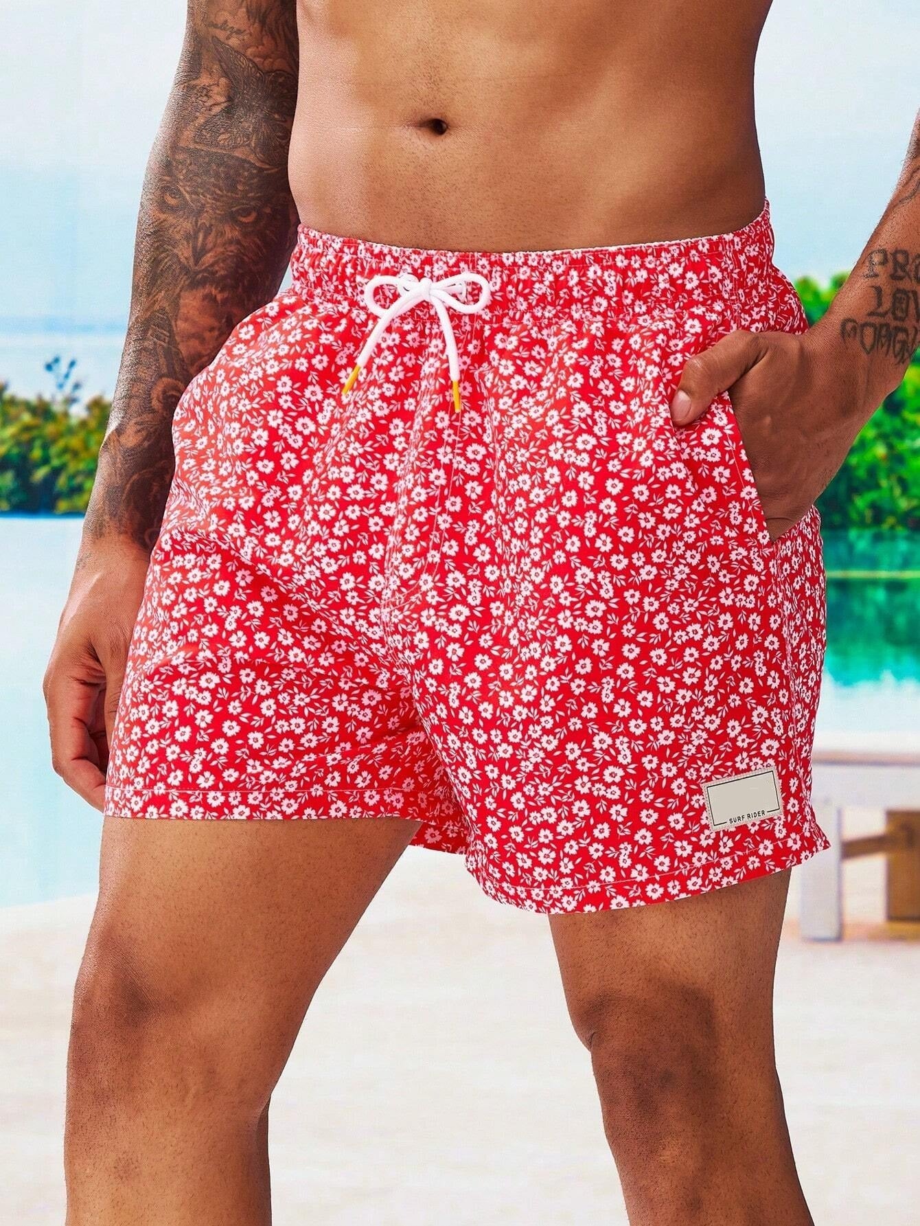 Letter Patched Detail Swim Trunks-Waves And Trunks