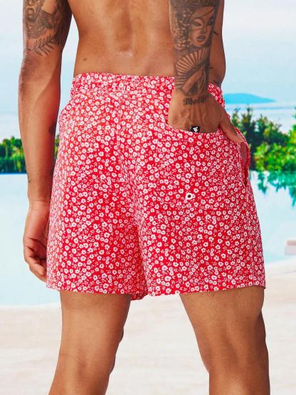 Letter Patched Detail Swim Trunks-Waves And Trunks
